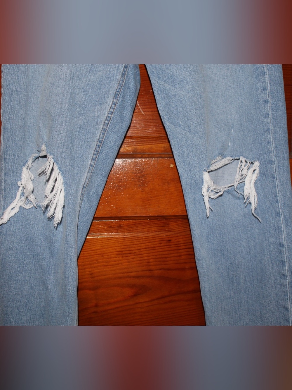 Abercrombie & Fitch Light Blue Distressed Boyfriend Jeans - Picture 3 of 4